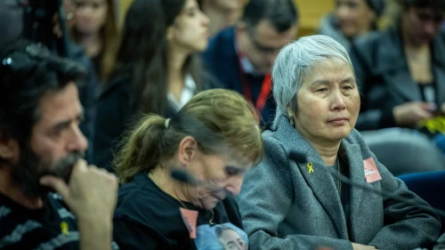 Liora Argamani, mother of hostage Noa Argamani, attends a meeting at the Knesset to lobby for the release of her daughter and the other captives held by Hamas in Gaza, Jan. 9, 2024. Photo by Yonatan Sindel/Flash90.
