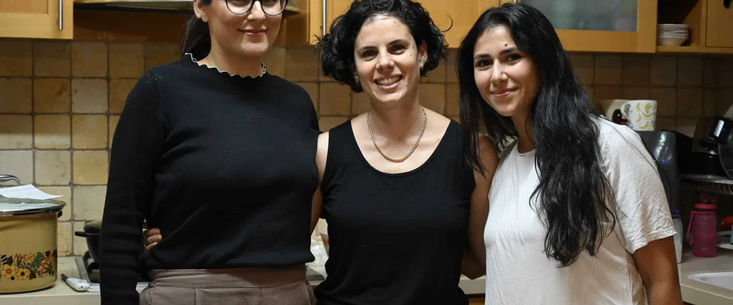 Three of the “Mothers of Beit Hakerem”: (From left) Dana Miller, Sharon Douek Haronian and Bella Kamins, Nov. 1, 2023. Photo by Yoav Dudkevitch/TPS.