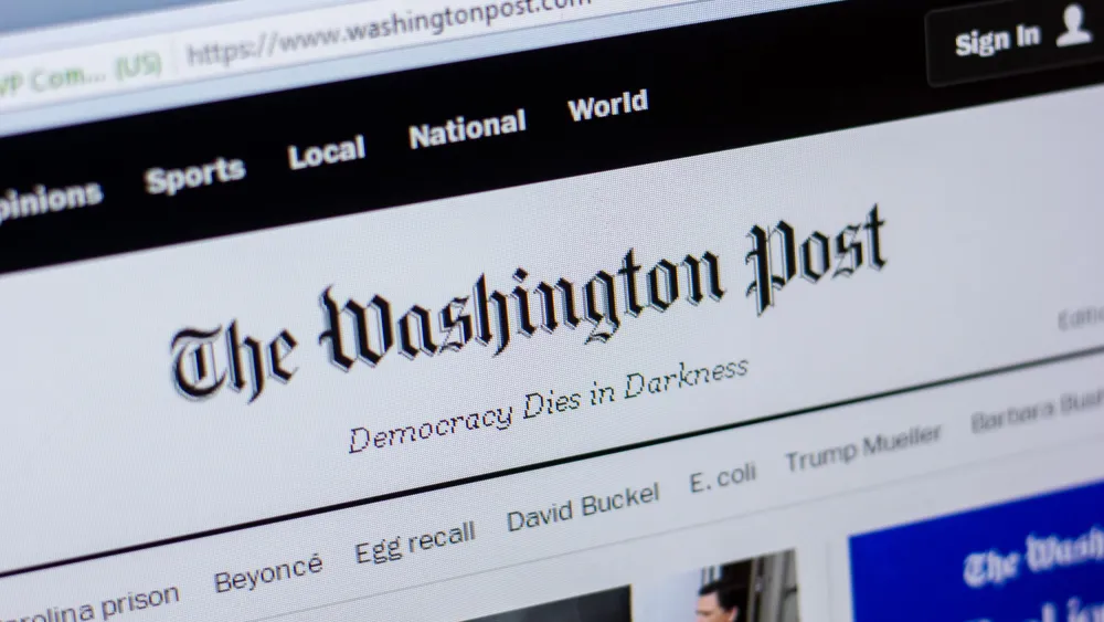 “The Washington Post” homepage. Credit: Sharaf Maksumov/Shutterstock