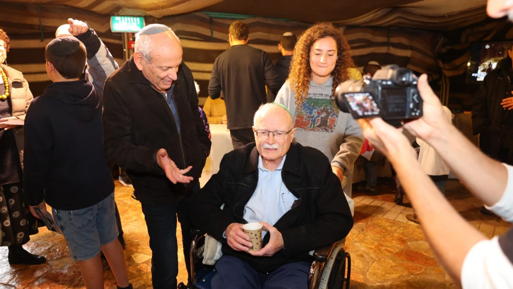 Gush Etzion veteran community members attend an event celebrating 80 years of renewed Jewish life in Gush Etzion, April 13, 2023, Kfar Etzion.