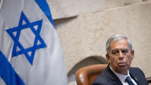 Knesset speaker Mickey Levy attends a session at the Knesset assembly hall, on July 26, 2021. Photo by Yonatan Sindel/Flash90.
