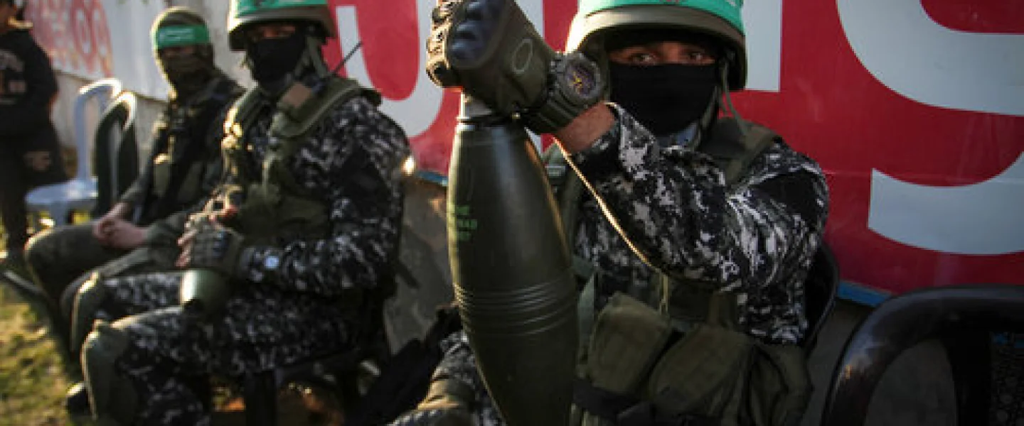 Hamas members take part in a rally marking the Palestinian terror group’s 29th anniversary in Gaza on Dec.16, 2016. Credit: Abed Rahim Khatib/Flash90.