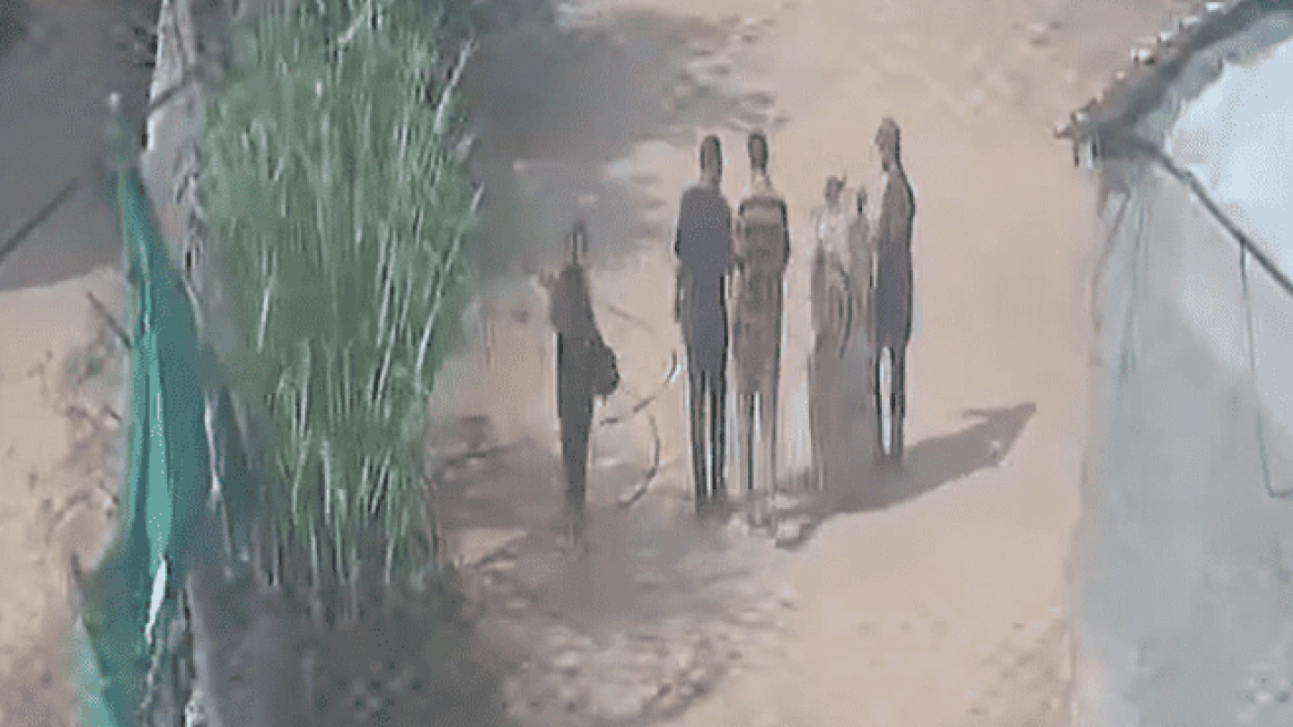 A screenshot of a video showing Shiri, Ariel and Kfir Bibas in Gaza, just after they were taken hostage by Hamas on Oct. 7. Feb. 19, 2024. Credit: IDF.
