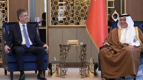 Israeli Foreign Minister Eli Cohen meets with Bahraini Crown Prince Salman bin Hamad Al Khalifa in Manama, Sept. 4, 2023. Photo by Shlomi Amsalem/GPO.