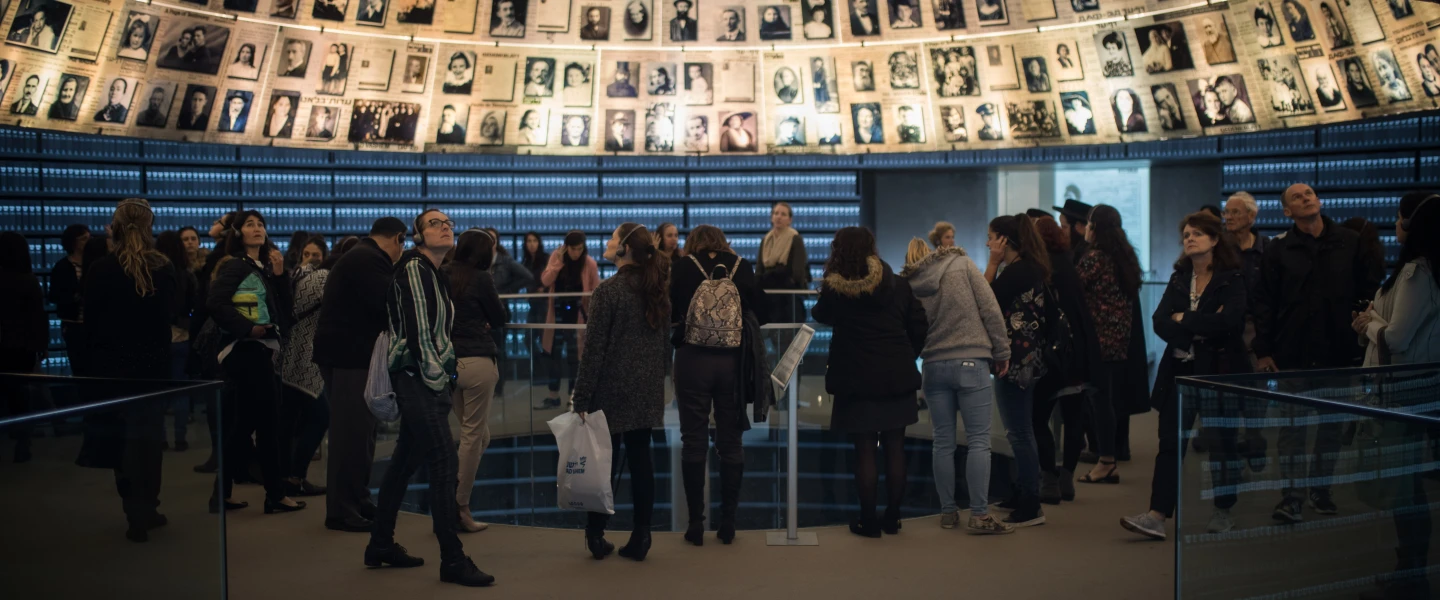 Visitors seen at the Yad Vashem Holocaust Memorial museum in Jerusalem on April 10, 2018, ahead of Israeli National Holocaust Remembrance Day. Photo by Hadas Parush/Flash90.