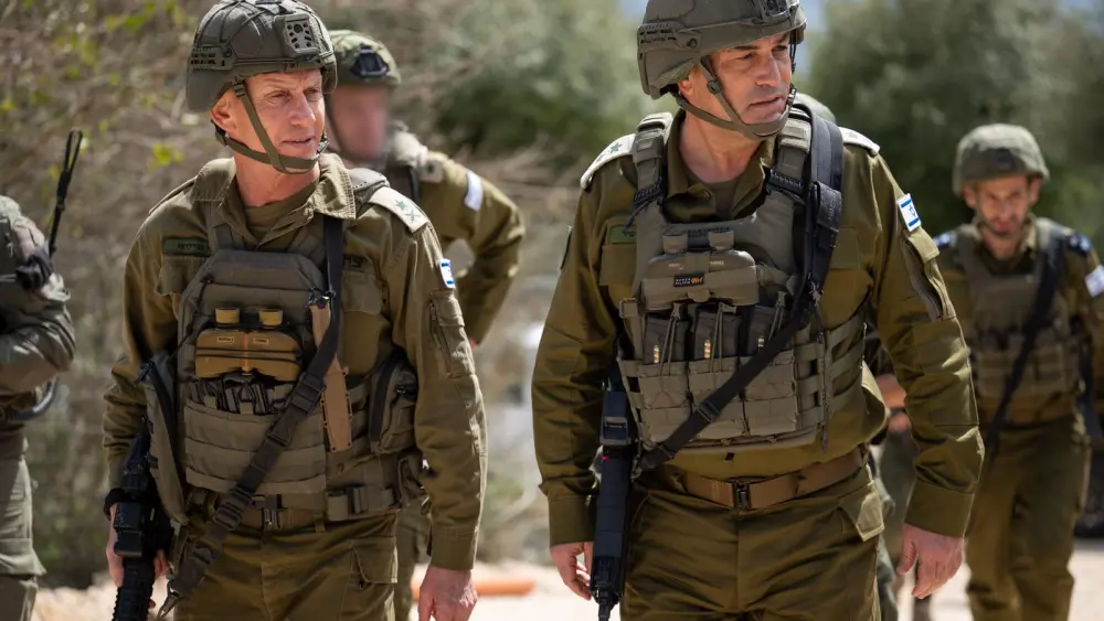 IDF Chief of Staff Lt. Gen. Eyal Zamir (right) and Northern Command chief Maj. Gen. Rafi Milo (left) during a situational assessment at Northern Command, March 16, 2026. Credit: IDF