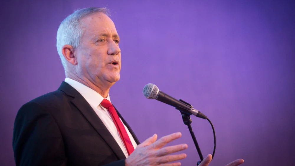Blue and White party leader Benny Gantz speaks at the annual Jewish Agency Board of Governors' meeting in Jerusalem, on Oct. 28, 2019. Photo by Miriam Alster/Flash90.