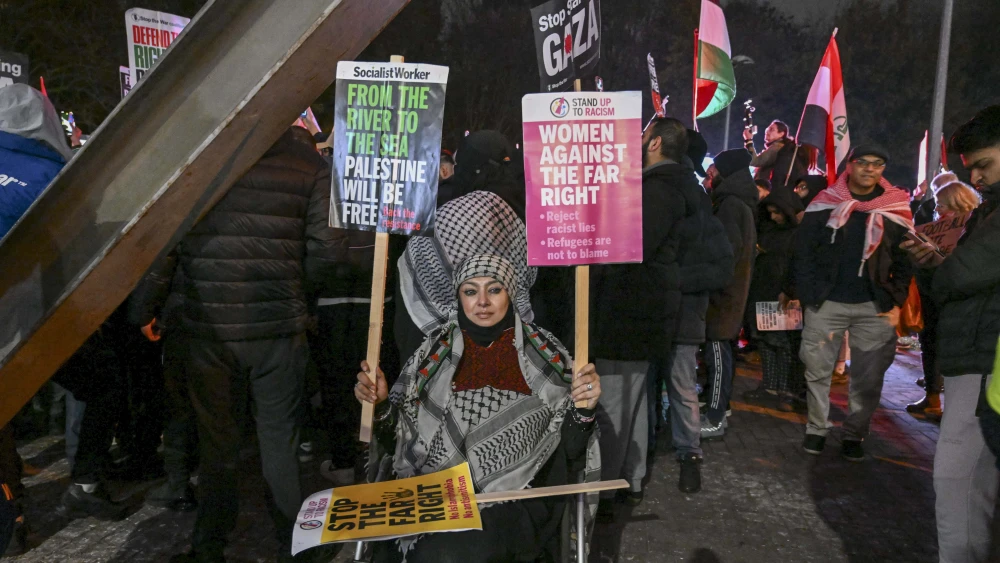 Protester Outside Aston Villa Stadium, England