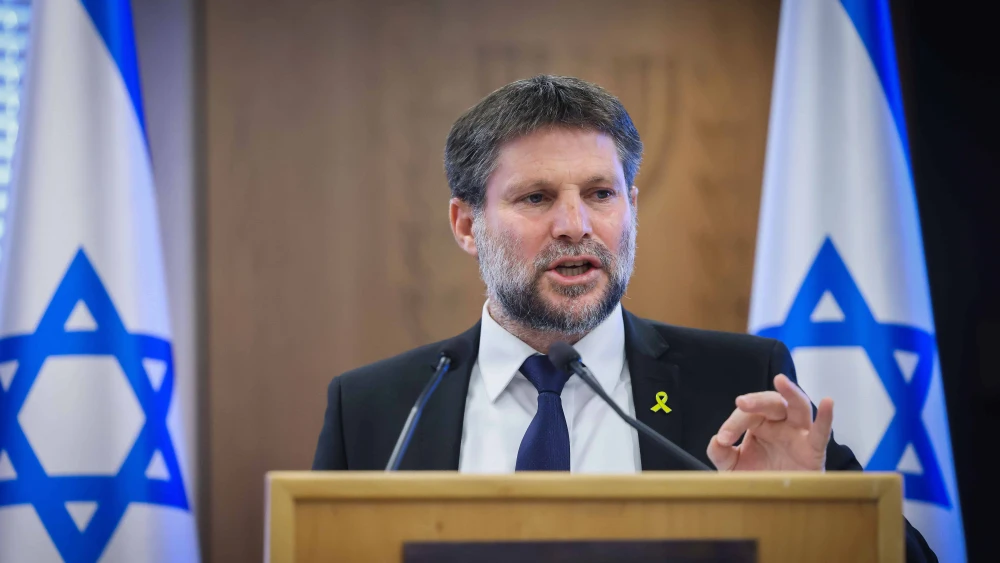 Israeli Minister of Finance Bezalel Smotrich presents his 2025 state budget plan at a press conference at the Ministry of Finance in Jerusalem, Sept. 3, 2024. Photo by Chaim Goldberg/Flash90.