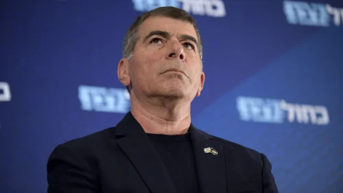 Current Foreign Minister Gabi Ashkenazi at a Blue and White campaign rally on Feb 12, 2020. Photo by Gili Yaari / Flash90