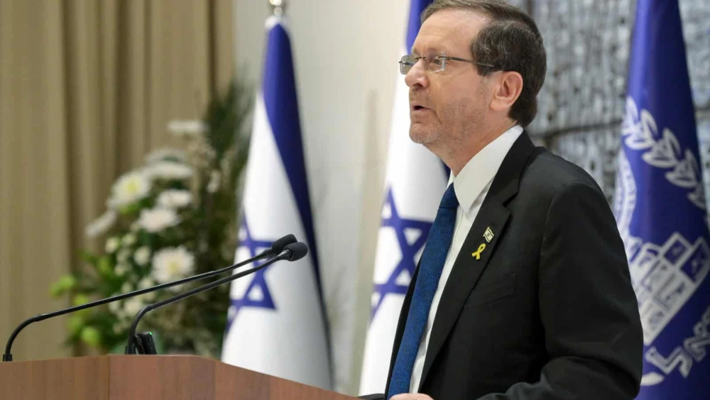 Israeli President Isaac Herzog delivers a speech urging the completion of the Gaza hostage deal with Hamas at the President's Residence in Jerusalem on Feb. 3, 2025. Photo by Ma'ayan Toaf/GPO.