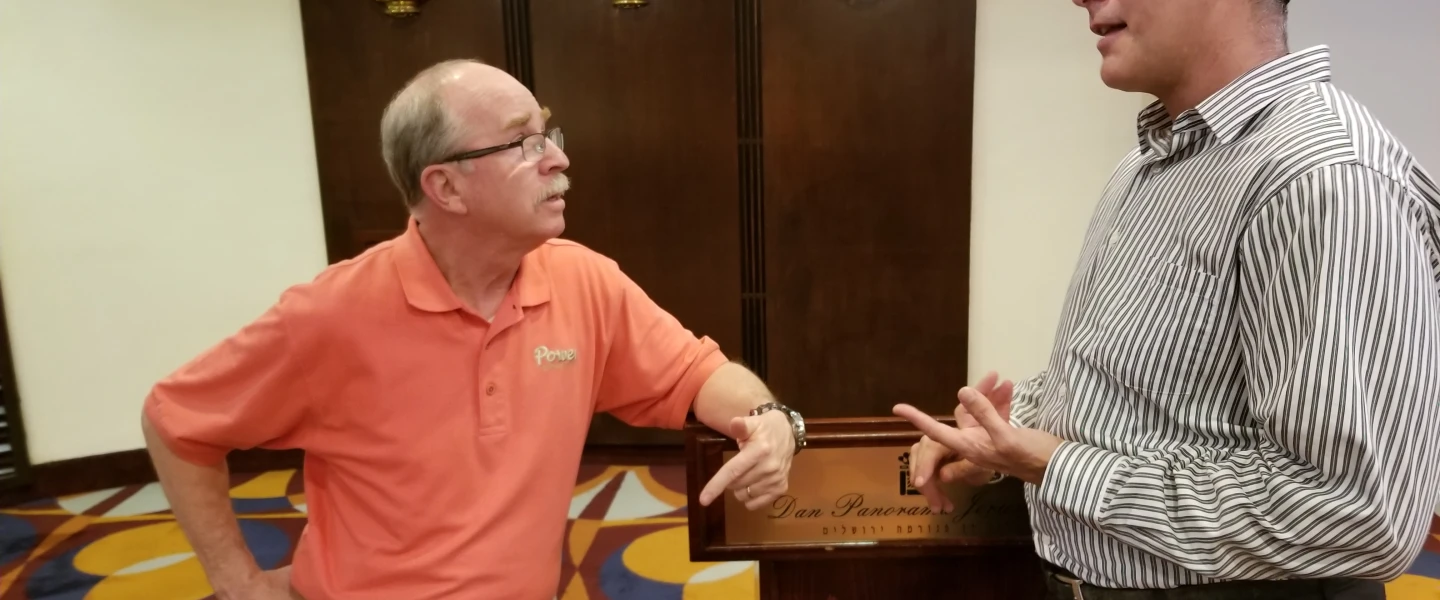 Rev. Dave McGarrah (left) of Idaho and Harold Berman of Israel are the co-hosts of "The Teacher and the Preacher" radio show heard by 100,000 listeners in markets across the U.S. Credit: Micah Davenport.