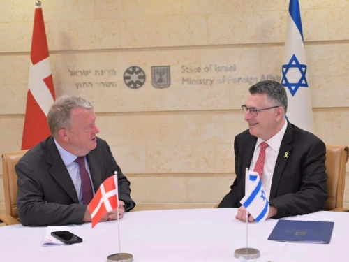 Danish Foreign Minister Lars Løkke Rasmussen and Israeli Foreign Minister Gideon Sa'ar at the Foreign Ministry in Jerusalem, Sept. 7, 2025. Credit: Israeli Foreign Ministry.