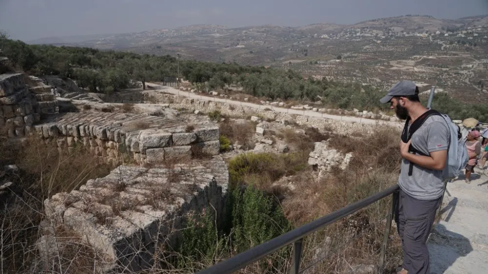 Visitors at Sebastia National Park in Samaria on Oct. 16, 2019. Photo by Hillel Maeir/TPS.