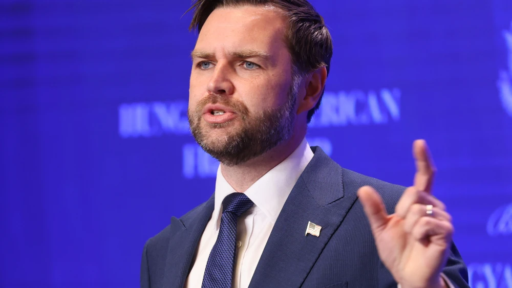 U.S. Vice President J.D. Vance speaks to the media with Hungarian Prime Minister Viktor Orban (not pictured), in Budapest, Hungary, April 7, 2026. Photo by Janos Kummer/Getty Images.