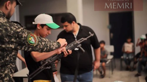 Palestinian children learn ow to handle rifles at youth summer camps, where they direct violence at Israel, July 25-28, 2022. Source: Facebook.com/gheras.alqud via MEMRI.