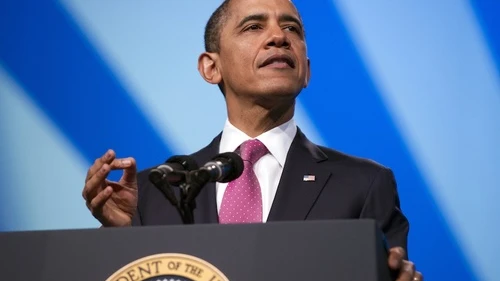 Click photo to download. U.S. President Barack Obama speaks at the American Israel Public Affairs Committee (AIPAC) Policy Conference in Washington, DC, on Sunday, March 4. Credit: EPA/RON SACHS/POOL.