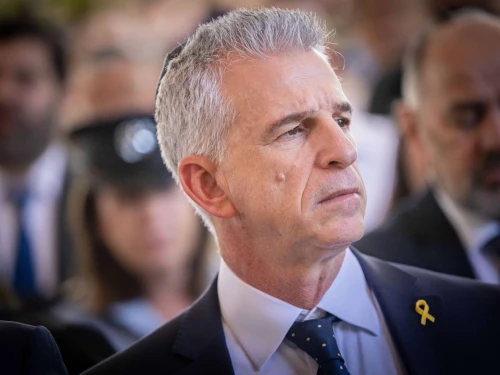 Mossad Director David Barnea attends a state ceremony at the Mount Herzl Military Cemetery in Jerusalem marking the Hebrew calendar anniversary of Oct. 7, 2023, attacks, on Oct. 27, 2024. Photo by Chaim Goldberg/Flash90.