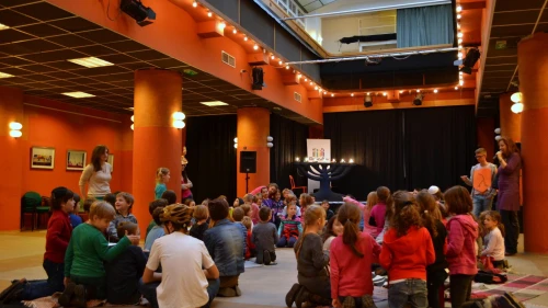 A Hanukkah celebration at the JCC in Budapest, known as the Balint House. Credit: JDC.