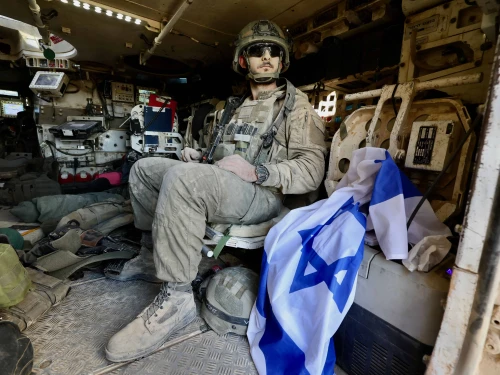 The IDF 13th Golani Battalion together with the 7th Armored Brigade withdraw from Gaza, Oct. 10, 2025. Photo by Oren Cohen/Flash90.
