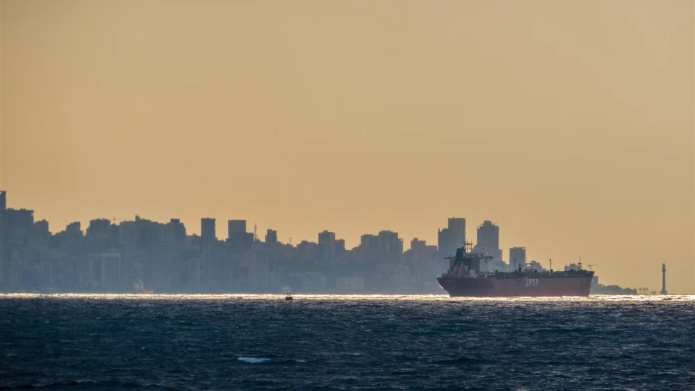 Beirut and its port as seen off-shore from the sea. Credit: Shutterstock/Diego Fiore.