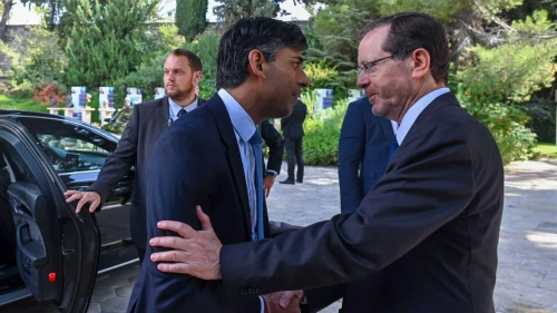 Israeli President Isaac Herzog meets visiting British Prime Minister Rishi Sunak, Oct. 19, 2023. Photo by Kobi Gidon/GPO.