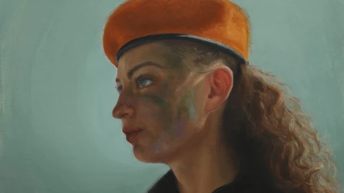 This oil painting of a female IDF soldier by Dalit Proter was inspired by the testimonies of female fighters as they perceive themselves in a complex gender-related context. Credit: Eden Association.