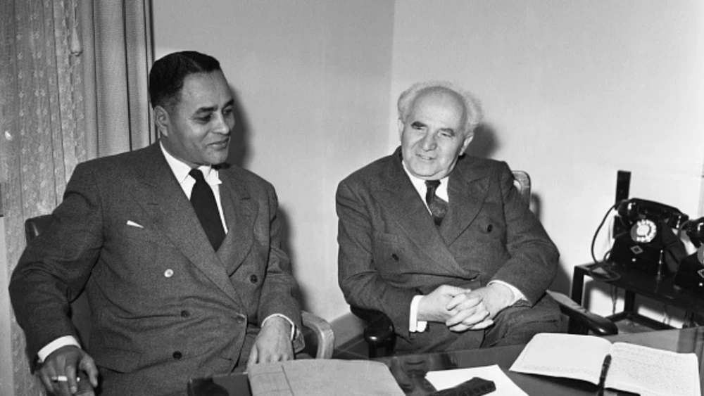 U.S. diplomat Ralph Bunche with then-Israeli Prime Minister David Ben-Gurion, seven months after the creation of the State of Israel, Dec. 12, 1948. Credit: Public Domain via Wikimedia Commons.