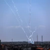 Terrorist groups launch rockets at Israel from the Gaza Strip, on May 13, 2023. Photo by Atia Mohammed/Flash90.