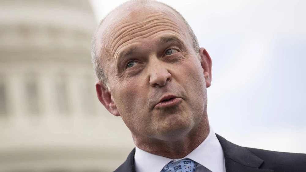 Kevin Roberts, president of the Heritage Foundation, speaks during a news conference with members of the House Freedom Caucus outside the U.S. Capitol in Washington, D.C., n Sept. 12, 2023. Photo by Drew Angerer/Getty Images.