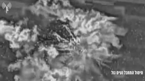 Hamas terrorist Naim Gol in the process of being eliminated by IDF munition. Credit: IDF.