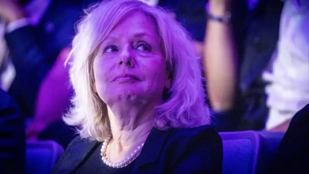 Israeli Attorney General Gali Baharav-Miara attends a farewell ceremony in honor of Police Commissioner Kobi Shabtai, at the National Police Academy in Beit Shemesh, on July 14, 2024. Photo by Chaim Goldberg/Flash90.