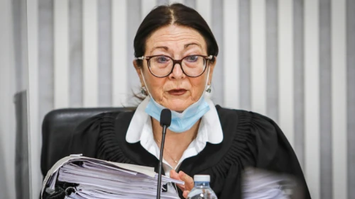 Israeli Supreme Court Chief Justice Esther Hayut at the Supreme Court in Jerusalem on May 3, 2020. Photo by Oren Ben Hakoon/POOL.