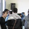 Catholic students in the four-year degree program of Jerusalem-based Salesian Pontifical University visit the yeshiva located on Kibbutz Ma'ale Gilboa. Credit: Courtesy Shalom Hartman Institute.