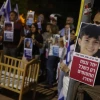 Israelis attend a rally calling for the release of the 240 hostages held kidnapped by Hamas terrorists in Gaza outside the home of Israeli minister of Justice Yariv Levin, in Modi'in, Nov. 9, 2023. Photo by Jonathan Shaul/Flash90.
