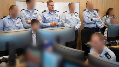 IAF commander Maj. Gen. Tomer Bar (center) monitors “Operation Roaring Lion,” Feb. 28, 2026. Credit: IDF.