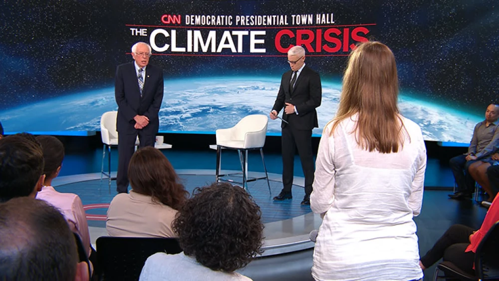 Sen. Bernie Sanders (I-Vt.) speaking at the CNN town hall on climate change. Source: Screenshot.