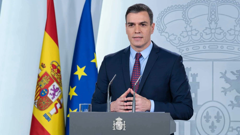 Spanish Prime Minister Pedro Sánchez speaks in Madrid, on March 13, 2020. Credit: The Ministry of the Presidency in the Government of Spain.