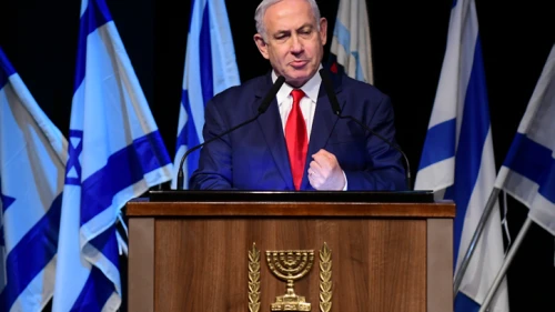 File photo: Prime Minister Benjamin Netanyahu speaks at an event with Christian soldiers for the New Year at the Palmach Museum in Tel Aviv in Tel Aviv, Dec. 23, 2018. Photo by Tomer Neuberg/Flash90.