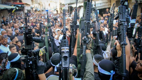 Palestinian terrorists during a parade in the Balata camp in the Samaria city of Nablus, Sept. 29, 2023. Photo by Nasser Ishtayeh/Flash90.