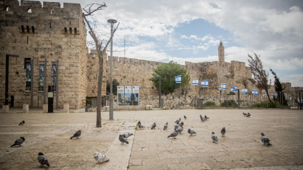 Jaffa Gate in the Old City of Jerusalem on April 10, 2020. Photo by Yonatan Sindel/Flash90.