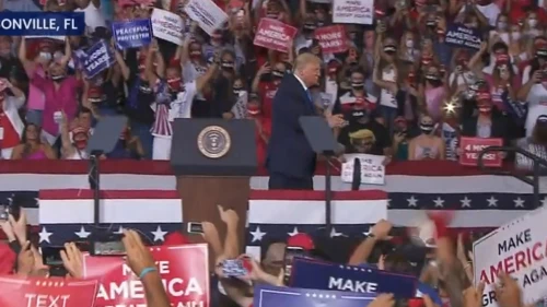 U.S. President Donald Trump at a campaign rally in Jacksonville, Fla., on Sept. 24, 2020. Source: Screenshot.