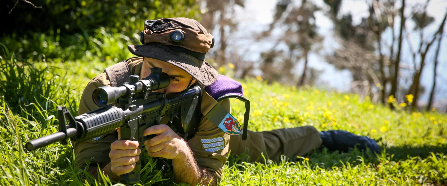 Israeli soldiers from the Givati Brigade take part in a training drill in HaMetsuda Garden, in the northern Israeli city of Tzfat on March 8, 2019. Photo by David Cohen/Flash90.
