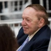 Sheldon Adelson attends the final remarks of U.S. president Donald Trump and Israeli Prime Minister Benjamin Netanyahu at the Israel Museum in Jerusalem before Trump's departure, on May 23, 2017. Photo by Yonatan Sindel/Flash90.