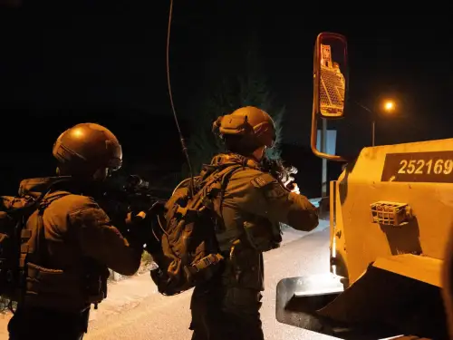 Israeli troops search for a Palestinian terrorist who injured four people in a car-ramming attack near Hebron in Judea, Dec. 7, 2024. Credit: IDF.