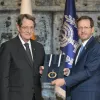 Israeli President Isaac Herzog (right) awards the Israeli Presidential Medal of Honor to Nicos Anastasiades, president of the Republic of Cyprus, Nov. 9, 2022. Photo by Amos Ben-Gershom/GPO.