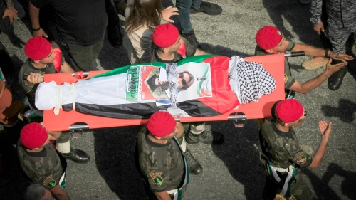 Palestinians and friends of late American-Turkish Ayşenur Ezgi Eygi attend her funeral procession in Nablus, Sept. 9, 2024. Photo by Nasser Ishtayeh/Flash90.
