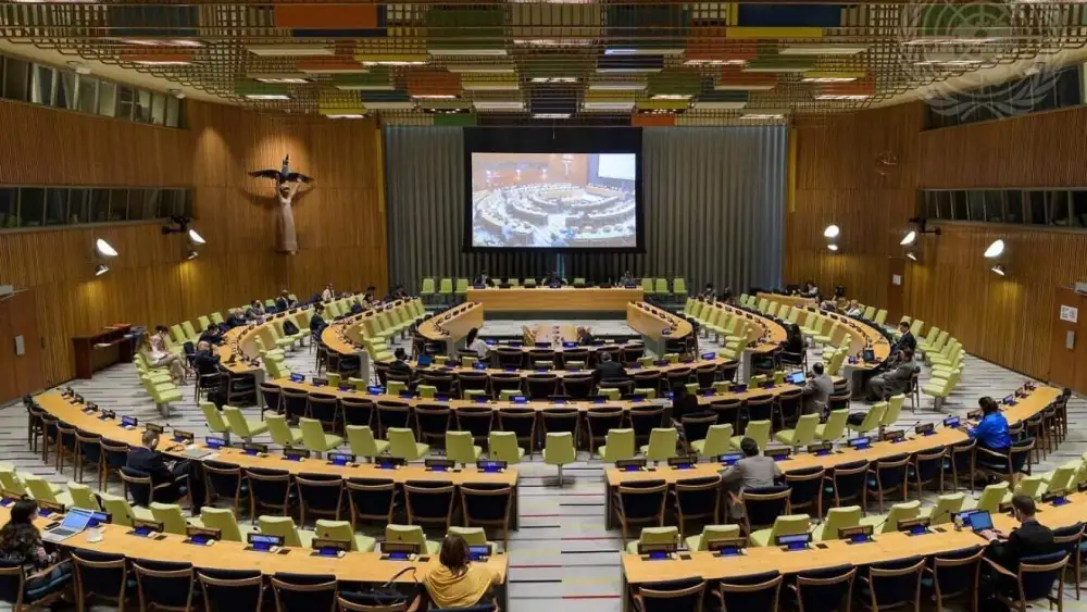 A wide view of the meeting of the Committee on the Exercise of the Inalienable Rights of the Palestinian People. Credit: UN Photo/Manuel Elías.