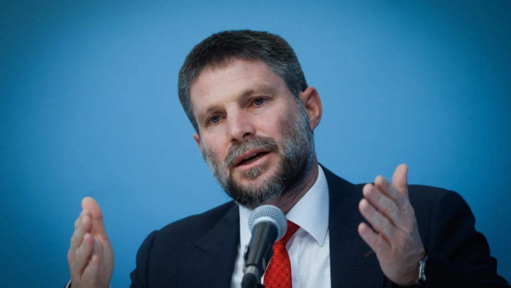 Israeli Finance Minister Bezalel Smotrich speaks to reporters at the Prime Minister's Office in Jerusalem, on Jan. 11, 2023. Photo by Olivier Fitoussi/Flash90.