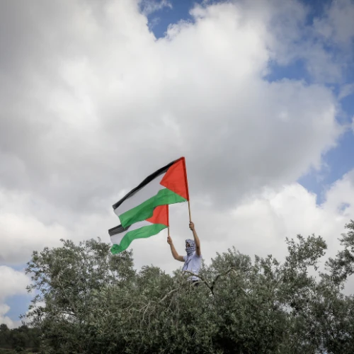 Israeli Arabs and left-wing activists take part in a rally marking the 74th anniversary of "nakba," the term used to mark the events leading to Israel's founding in 1948, near Sakhnin in northern Israel on April 5, 2022. Photo by Jamal Awad/Flash90.